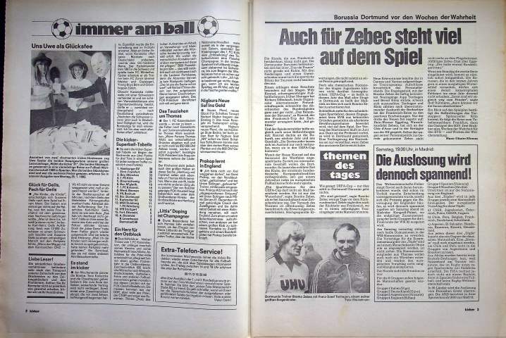 Inhaltsverzeichnis Kicker 05/1982