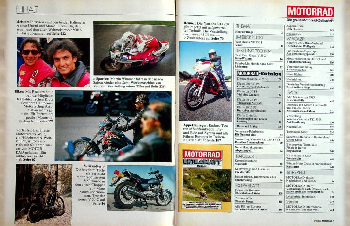 Inhaltsverzeichnis Motorrad 05/1983