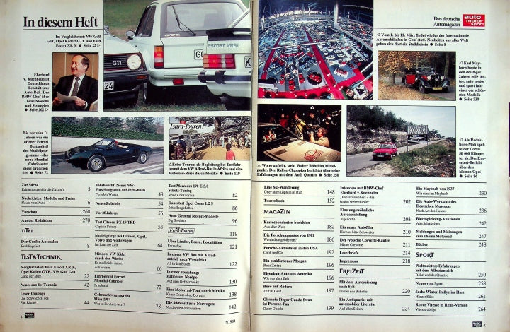 Inhaltsverzeichnis Auto Motor und Sport 05/1984