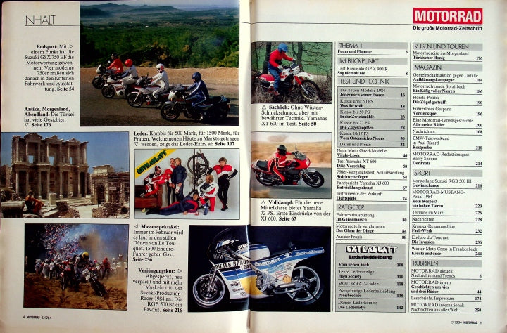 Inhaltsverzeichnis Motorrad 05/1984