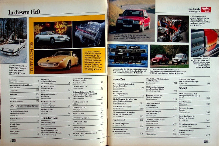 Inhaltsverzeichnis Auto Motor und Sport 05/1985