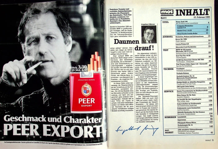 Inhaltsverzeichnis MOT 05/1985