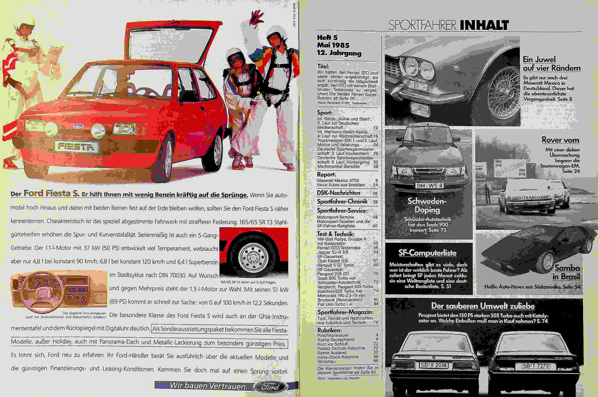 Inhaltsverzeichnis Sport Fahrer 05/1985