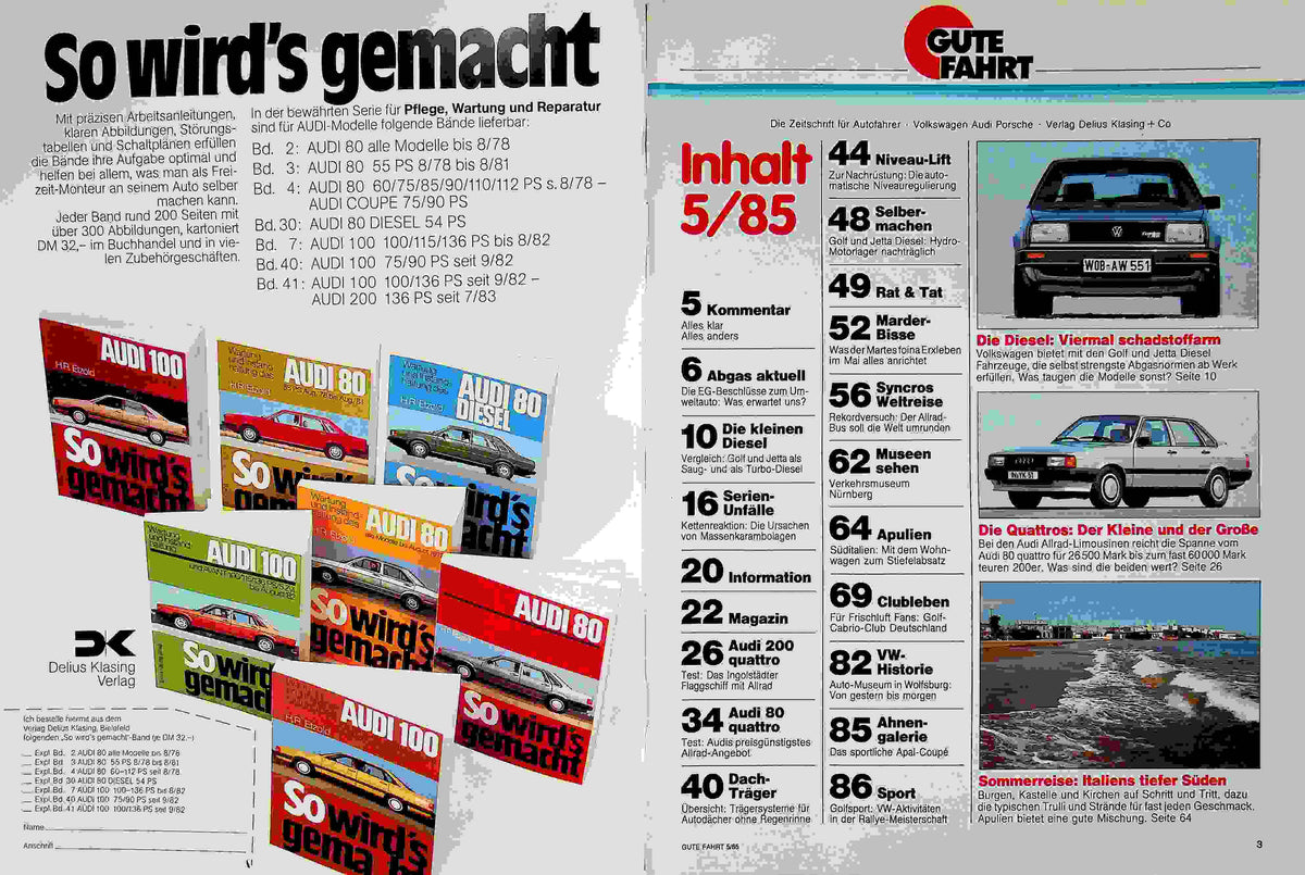 Inhaltsverzeichnis Gute Fahrt 05/1985