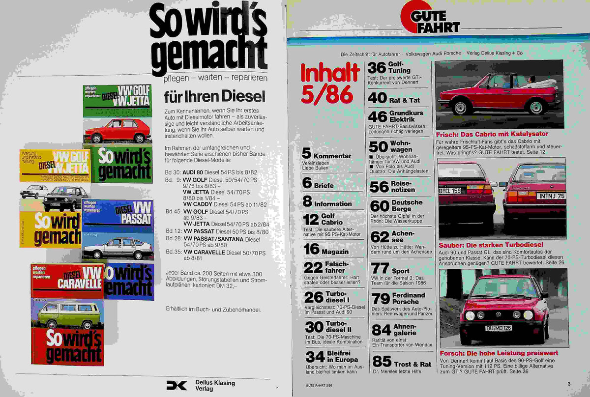 Inhaltsverzeichnis Gute Fahrt 05/1986