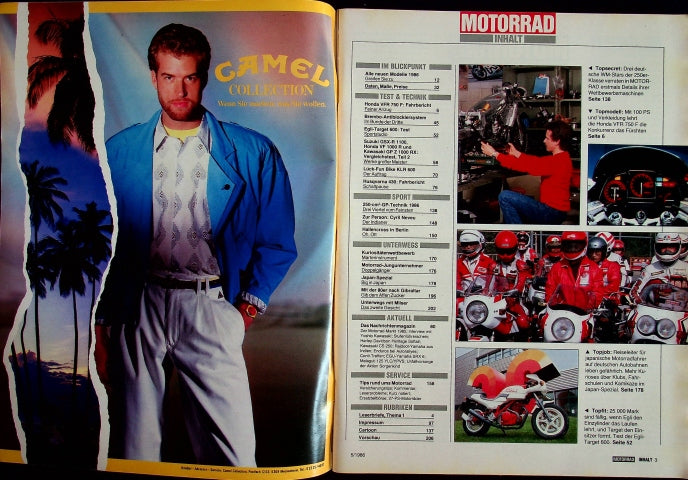 Inhaltsverzeichnis Motorrad 05/1986