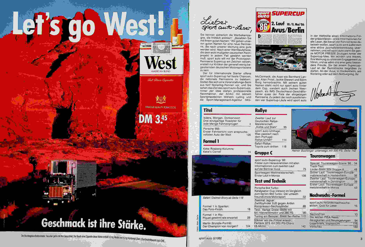 Inhaltsverzeichnis Sport Auto 05/1986