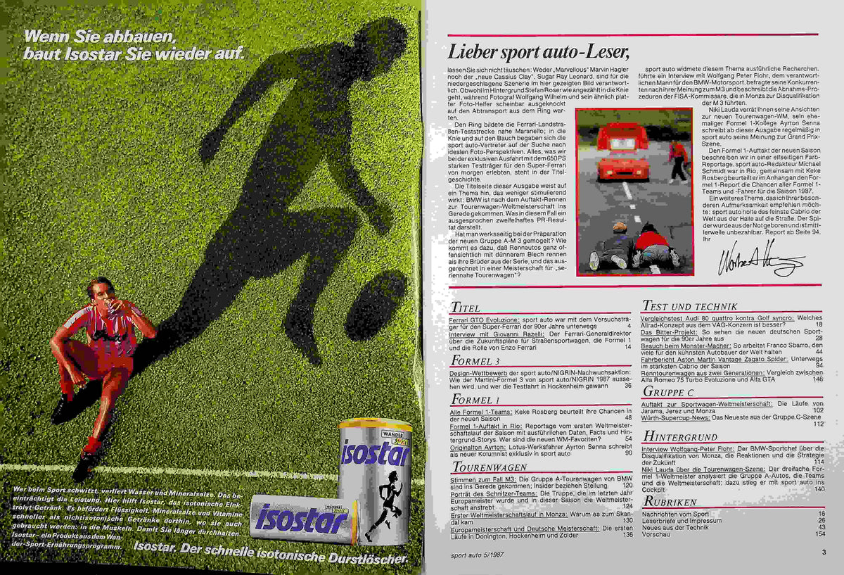 Inhaltsverzeichnis Sport Auto 05/1987