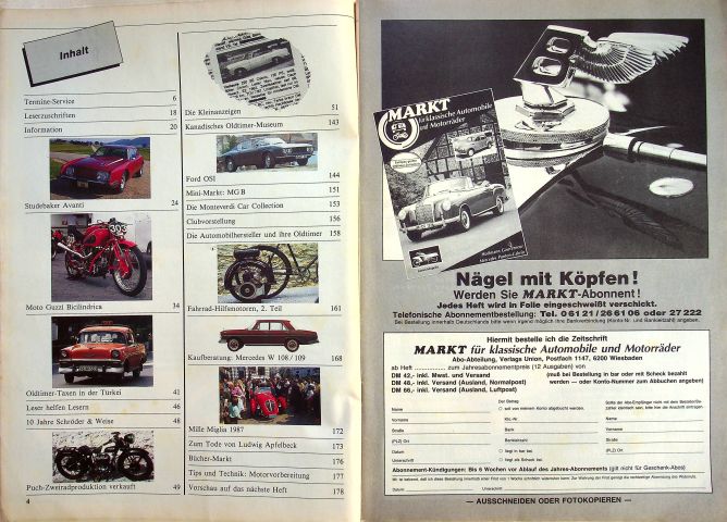 Inhaltsverzeichnis Oldtimer Markt 05/1987