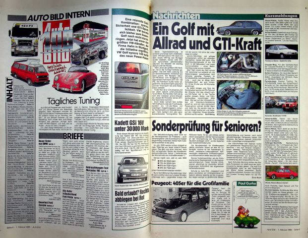 Inhaltsverzeichnis Auto Bild 05/1988