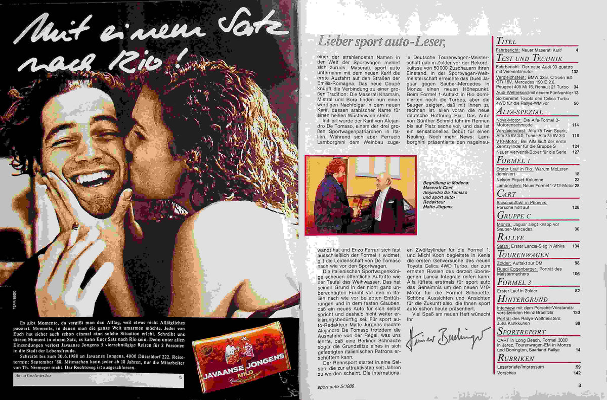 Inhaltsverzeichnis Sport Auto 05/1988