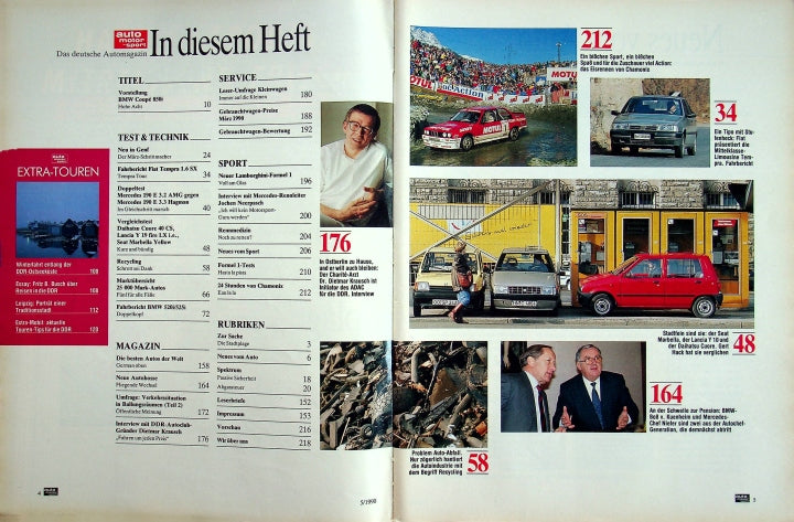 Inhaltsverzeichnis Auto Motor und Sport 05/1990