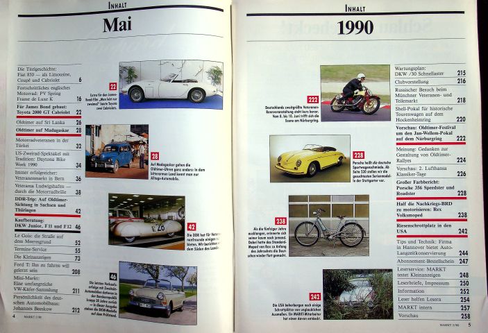 Inhaltsverzeichnis Oldtimer Markt 05/1990