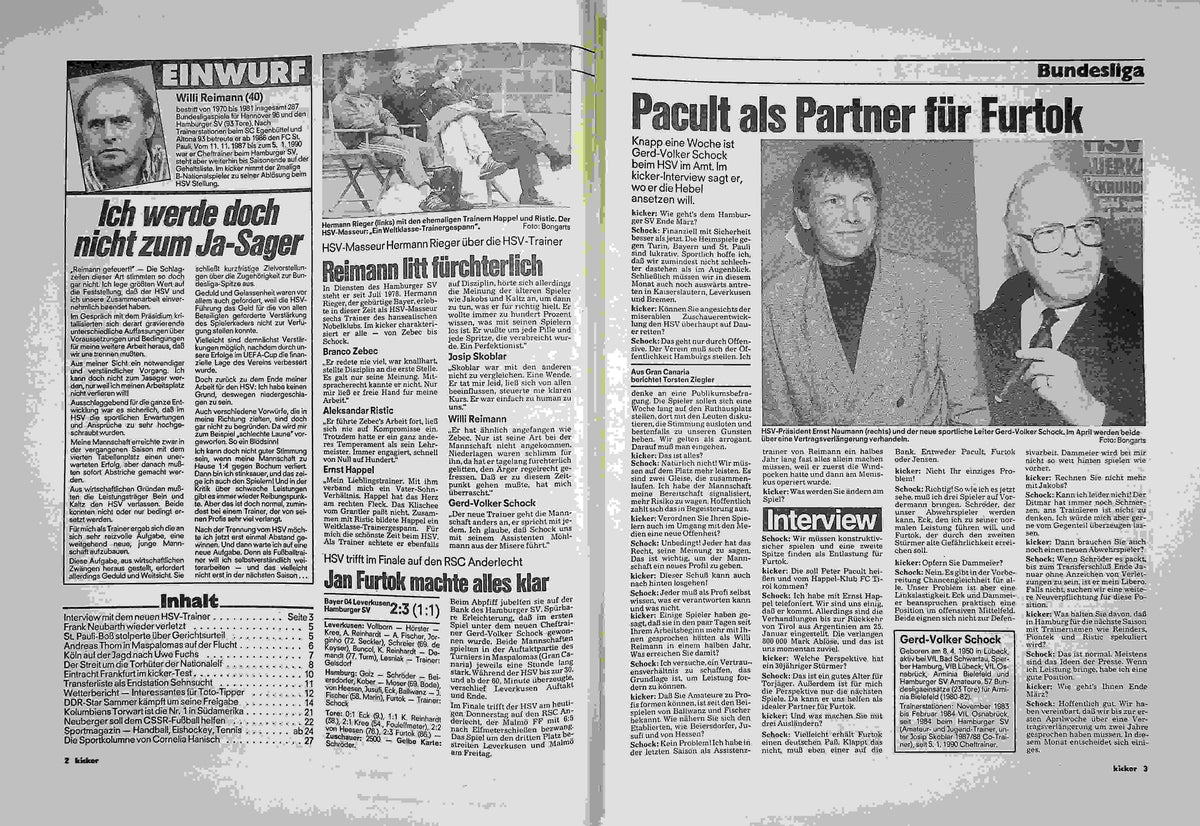 Inhaltsverzeichnis Kicker 05/1990