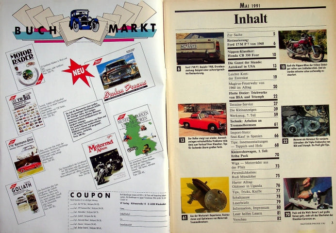 Inhaltsverzeichnis Oldtimer Praxis 05/1991