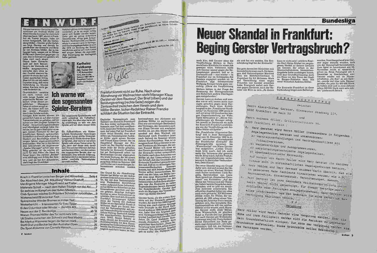 Inhaltsverzeichnis Kicker 05/1991