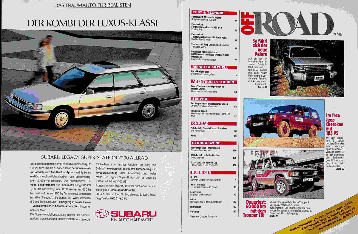 Inhaltsverzeichnis Offroad 05/1991