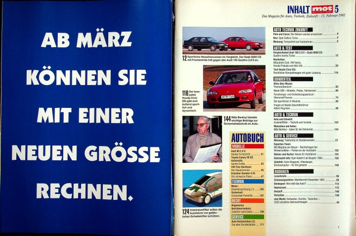 Inhaltsverzeichnis MOT 05/1992