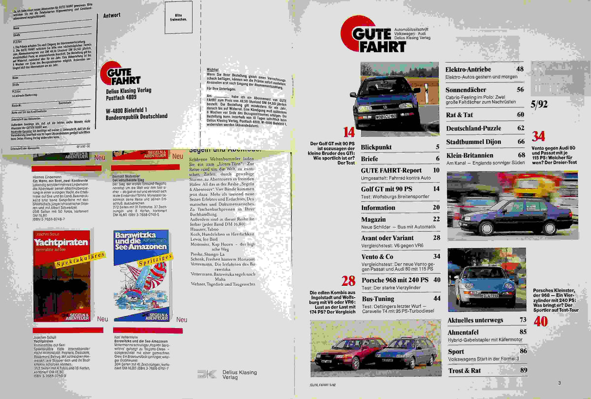 Inhaltsverzeichnis Gute Fahrt 05/1992
