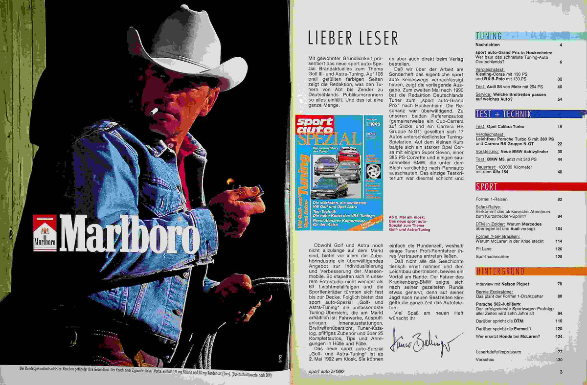 Inhaltsverzeichnis Sport Auto 05/1992