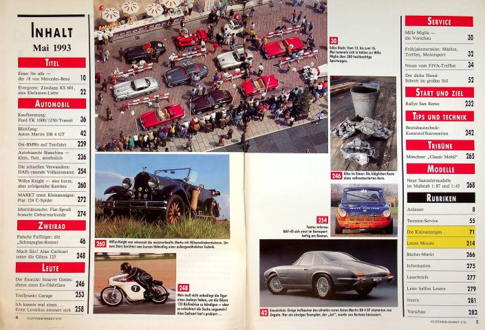 Inhaltsverzeichnis Oldtimer Markt 05/1993