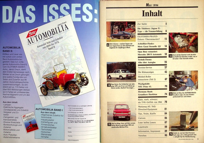 Inhaltsverzeichnis Oldtimer Praxis 05/1994