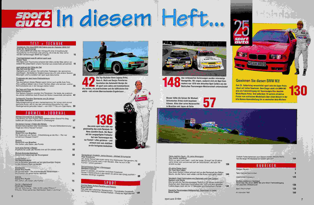 Inhaltsverzeichnis Sport Auto 05/1994