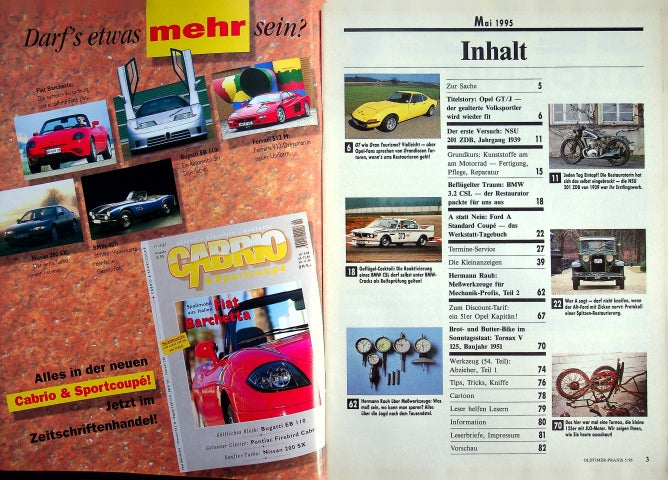 Inhaltsverzeichnis Oldtimer Praxis 05/1995