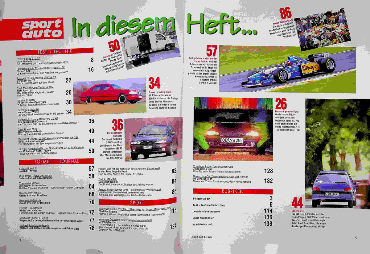 Inhaltsverzeichnis Sport Auto 05/1995