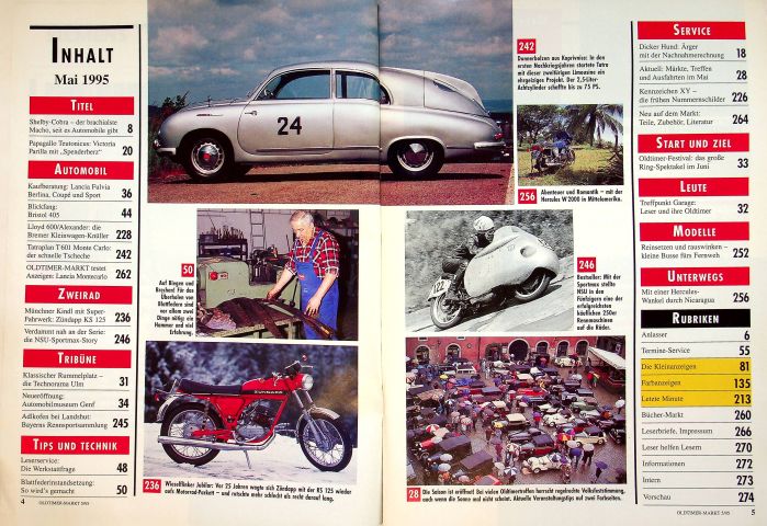 Inhaltsverzeichnis Oldtimer Markt 05/1995