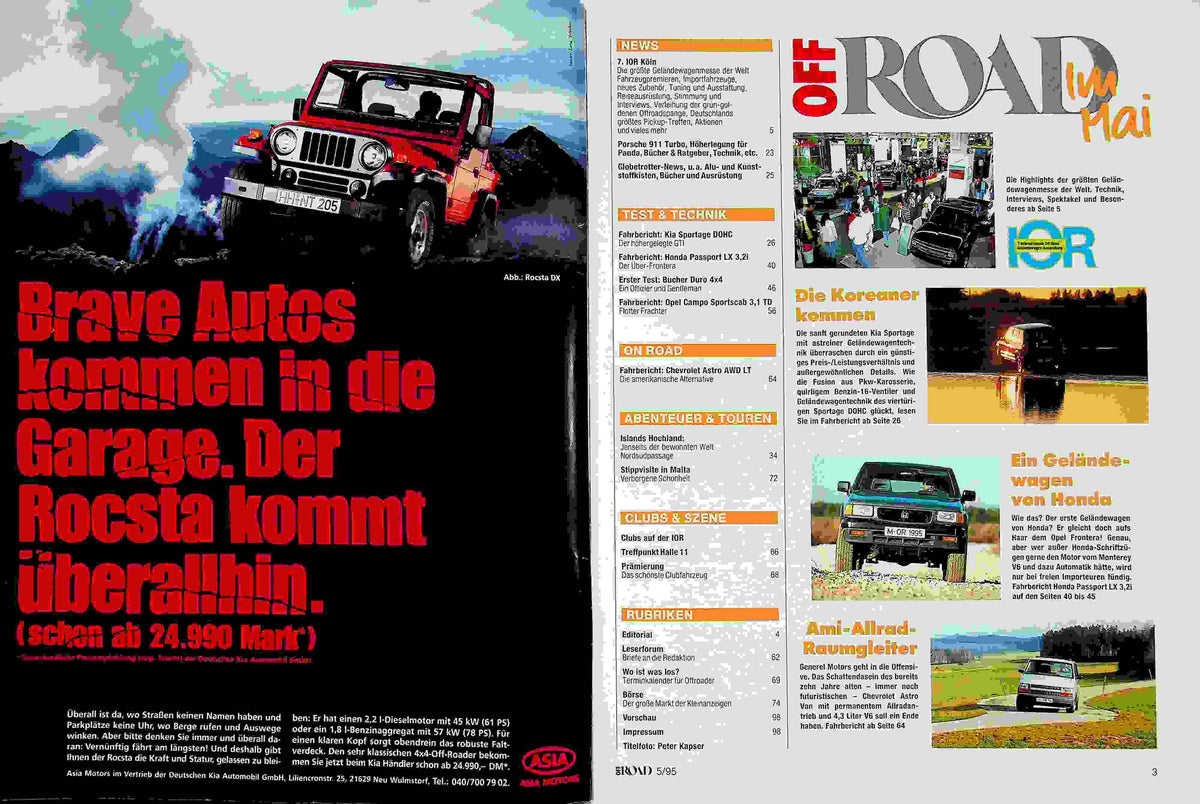 Inhaltsverzeichnis Offroad 05/1995