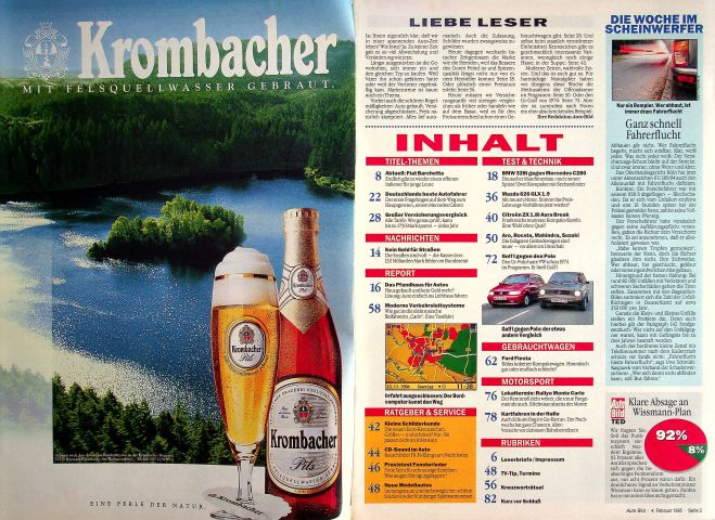 Inhaltsverzeichnis Auto Bild 05/1995