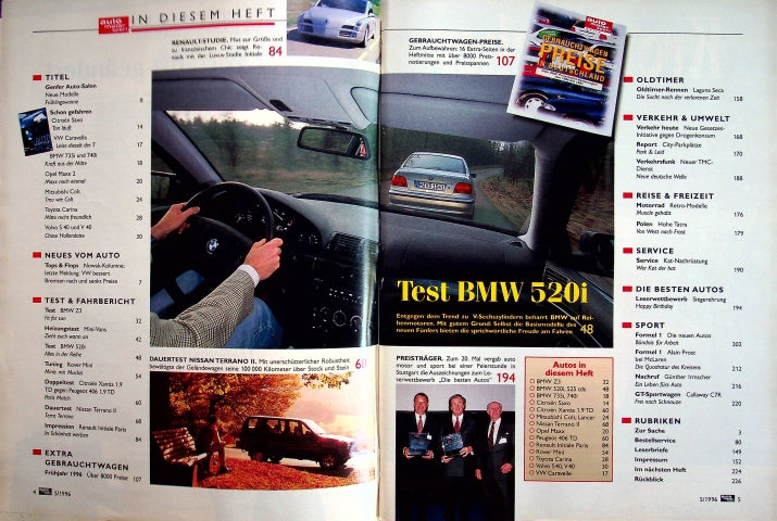 Inhaltsverzeichnis Auto Motor und Sport 05/1996