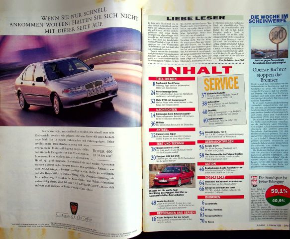Inhaltsverzeichnis Auto Bild 05/1996