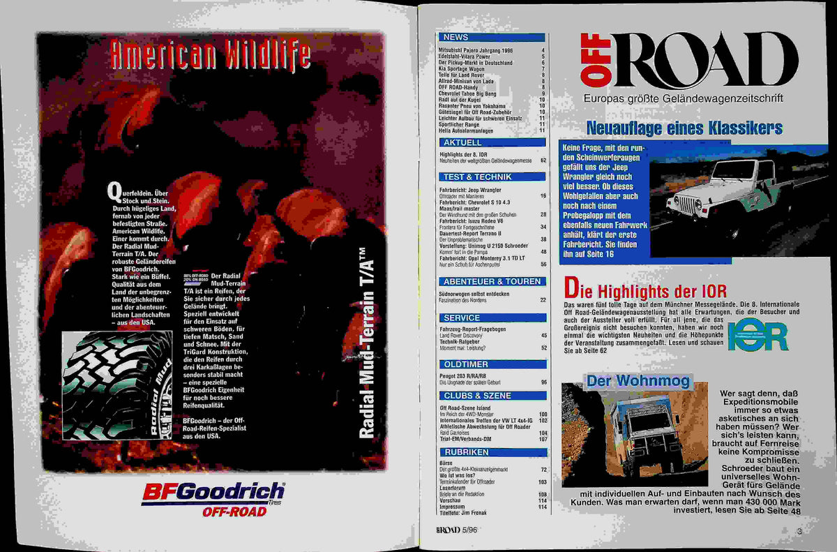 Inhaltsverzeichnis Offroad 05/1996