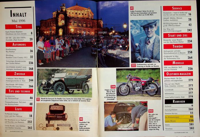Inhaltsverzeichnis Oldtimer Markt 05/1996