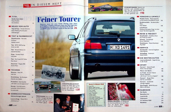 Inhaltsverzeichnis Auto Motor und Sport 05/1997