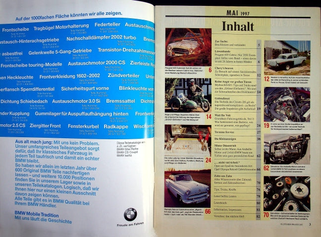 Inhaltsverzeichnis Oldtimer Praxis 05/1997