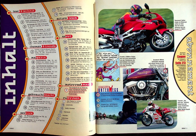 Inhaltsverzeichnis Motorrad 05/1997