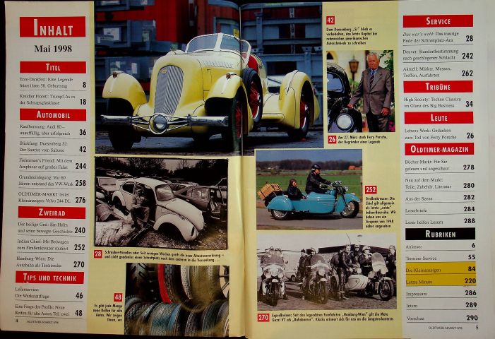 Inhaltsverzeichnis Oldtimer Markt 05/1998