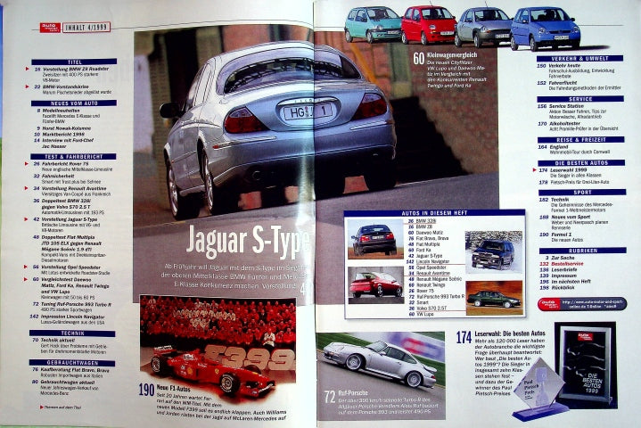 Inhaltsverzeichnis Auto Motor und Sport 05/1999