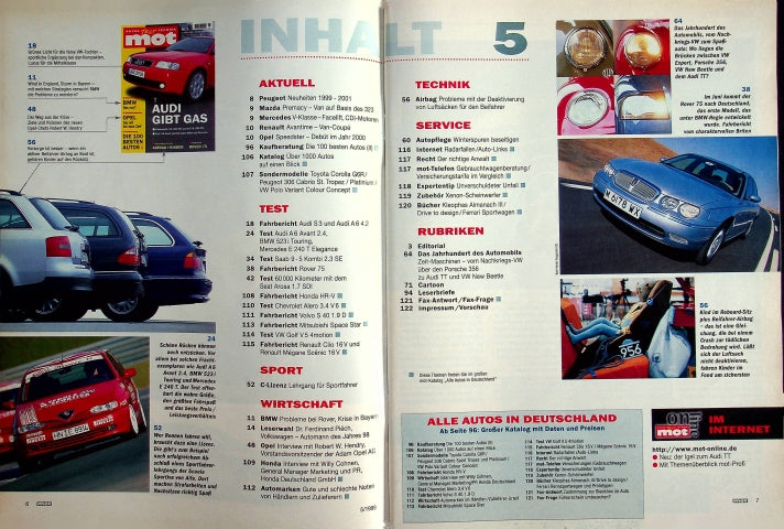 Inhaltsverzeichnis MOT 05/1999
