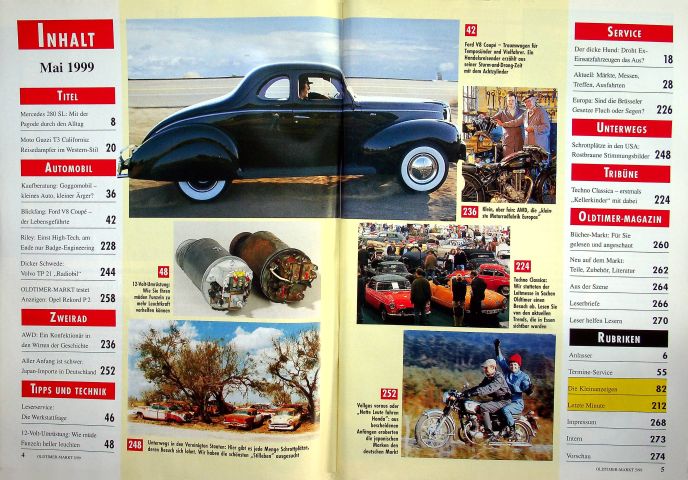 Inhaltsverzeichnis Oldtimer Markt 05/1999