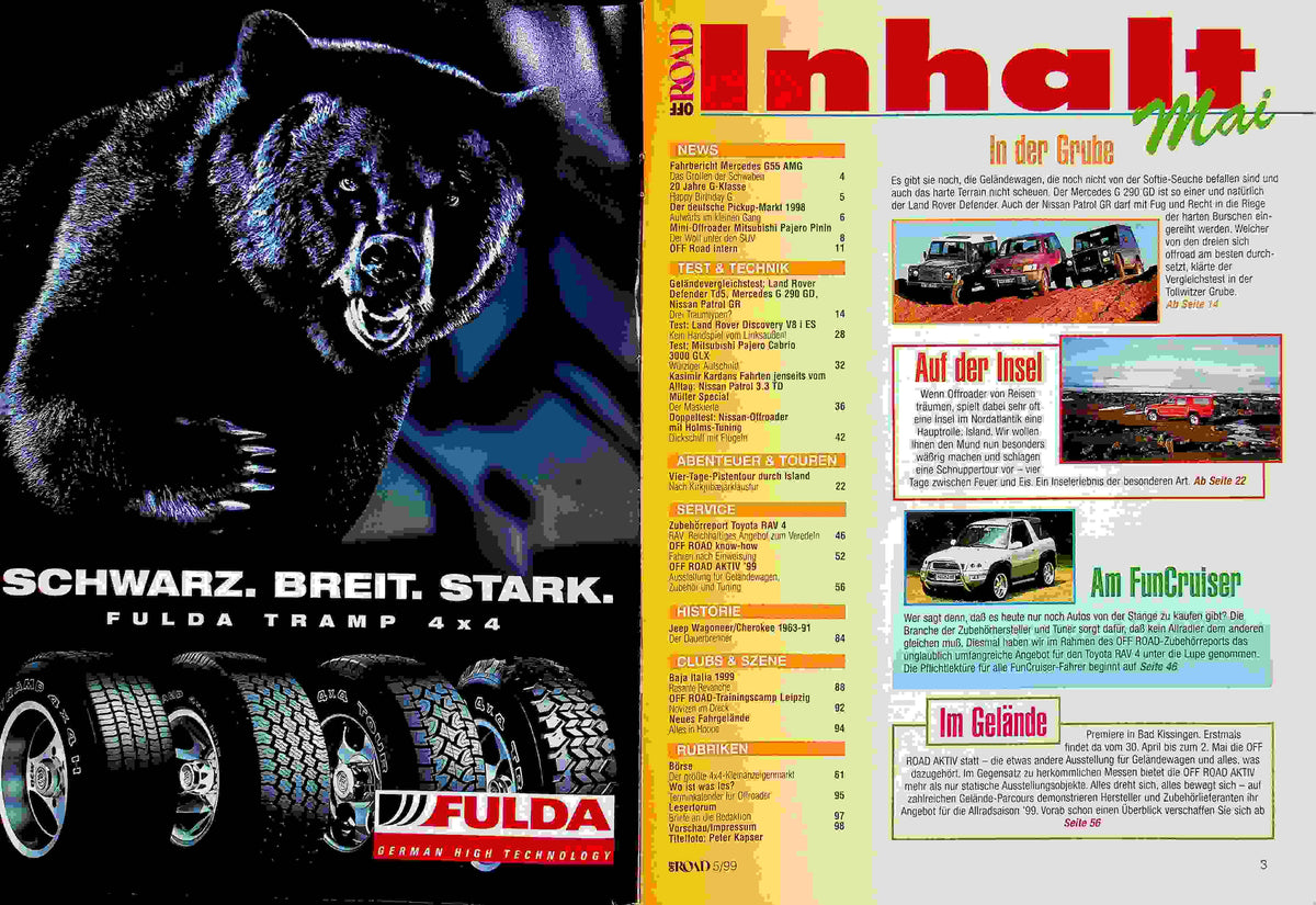Inhaltsverzeichnis Offroad 05/1999