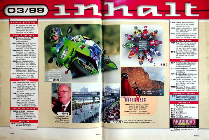 Inhaltsverzeichnis Motorrad 05/1999