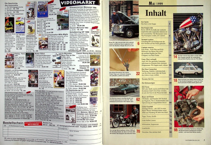 Inhaltsverzeichnis Oldtimer Praxis 05/1999