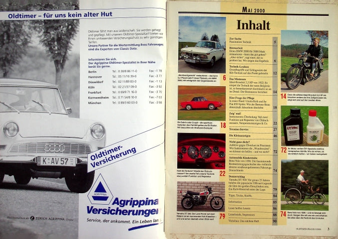 Inhaltsverzeichnis Oldtimer Praxis 05/2000