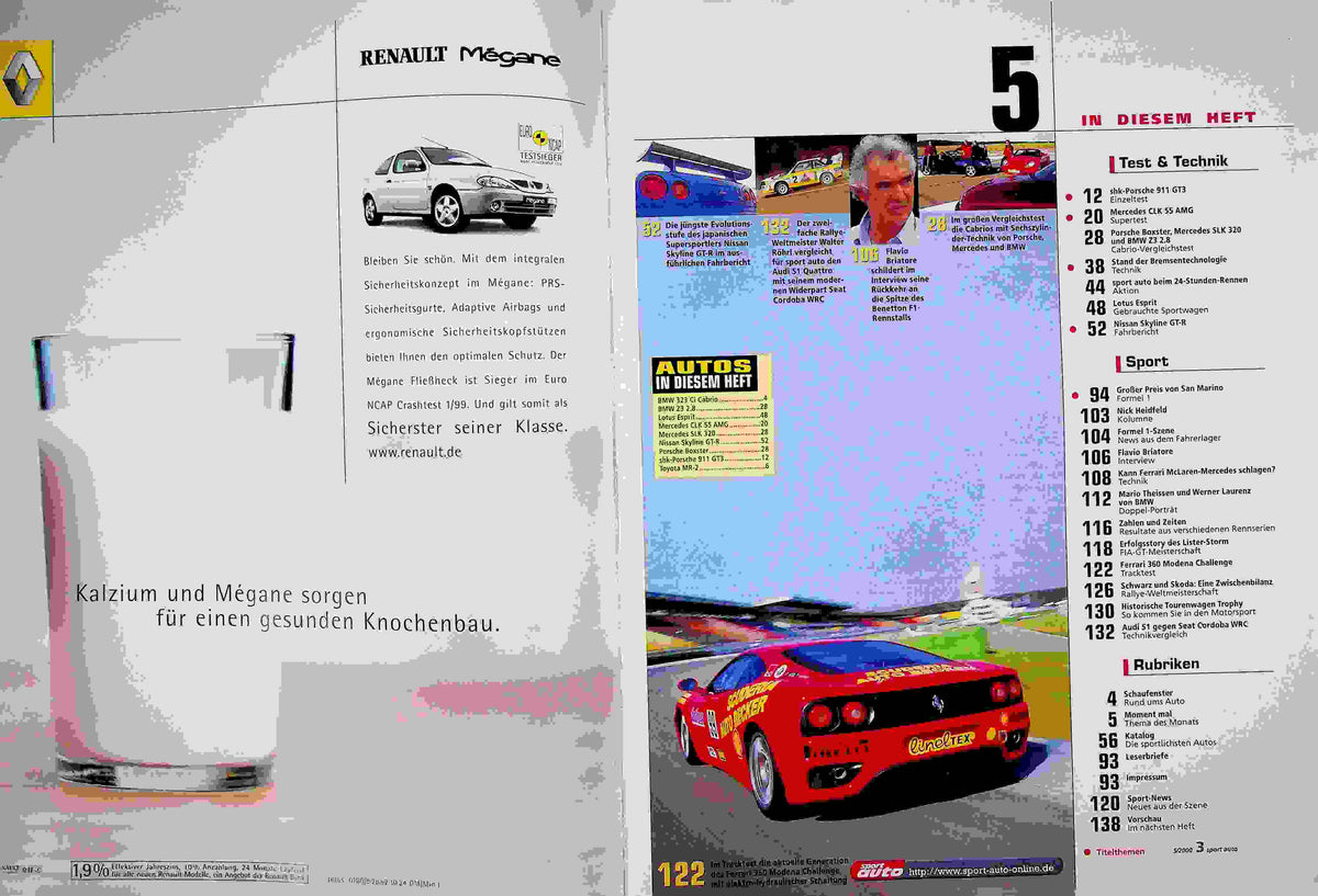 Inhaltsverzeichnis Sport Auto 05/2000