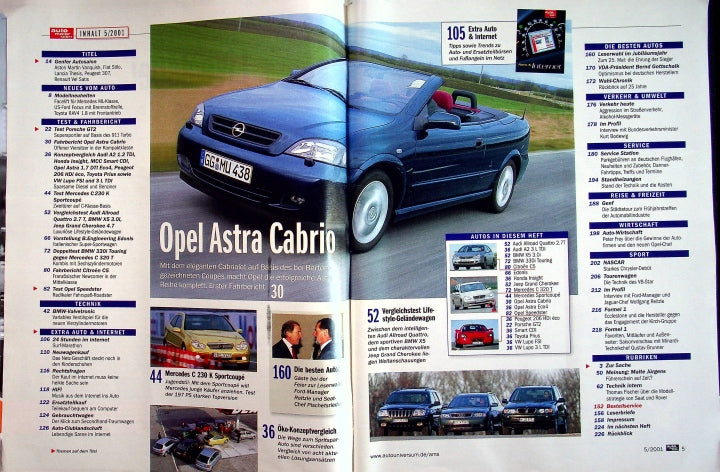 Inhaltsverzeichnis Auto Motor und Sport 05/2001