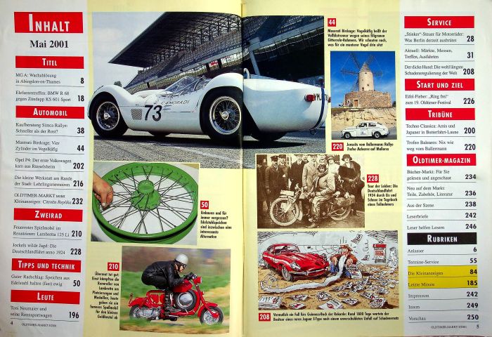 Inhaltsverzeichnis Oldtimer Markt 05/2001